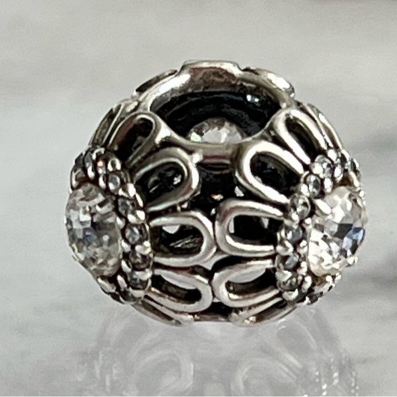 Pandora Clear CZ Floral Brilliance Sparkly Triple Sided Flower Retired Bead - Picture 3 of 4